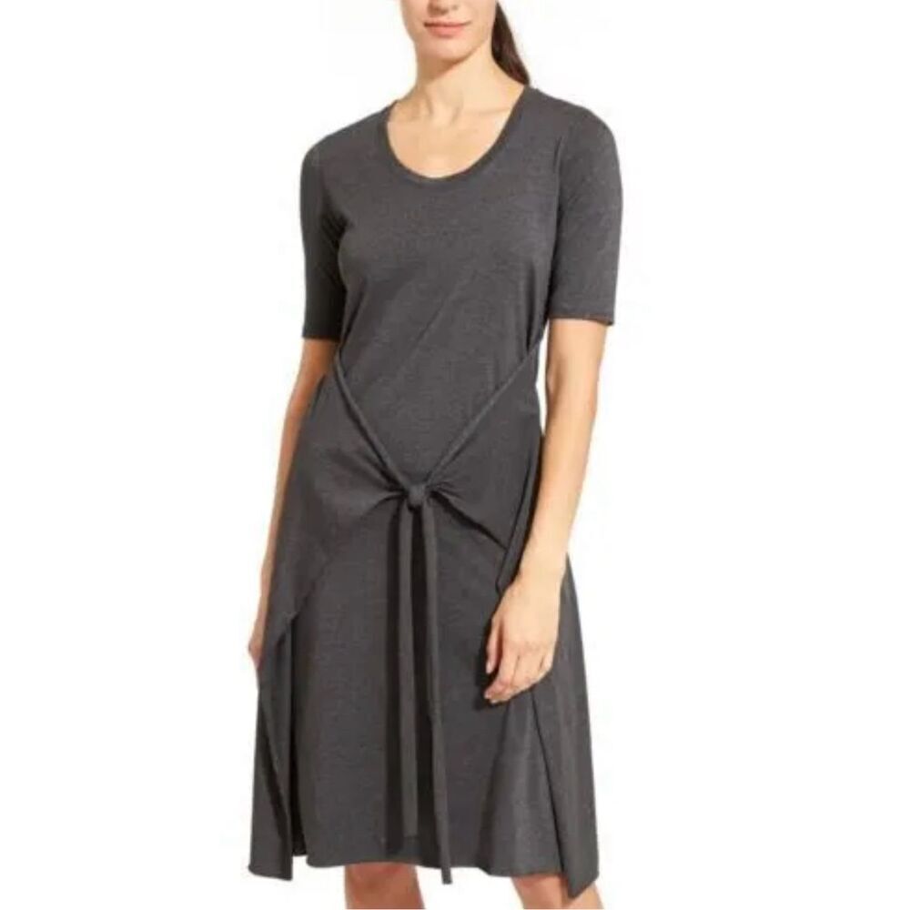 Athleta grey tie front tshirt dress M